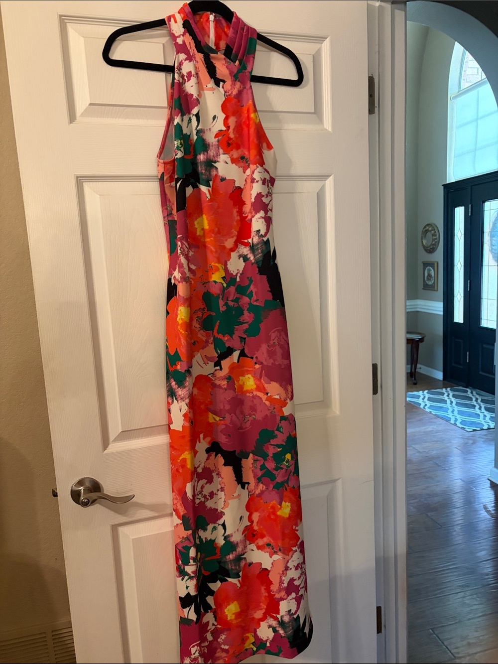 RACHEL Rachel Roy Floral Halter Maxi Dress in Pink, Orange, Green, White